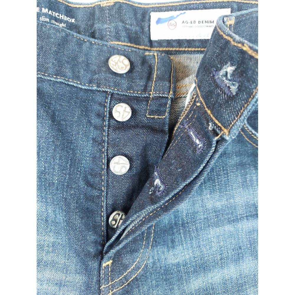 AG Adriano Goldschmied Jeans Mens 36X26.5 Blue Denim The Matchbox Slim Straight - Picture 5 of 7